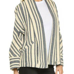 IRO Carson Blazer Striped Embroidered Long Sleeve Open Front Jacket Coat M 40
